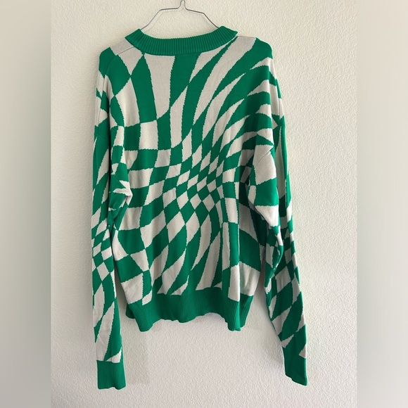Edikted Morphy Oversized Green White Geometric Sweater Size M/L Women's Preppy - Picture 4 of 11